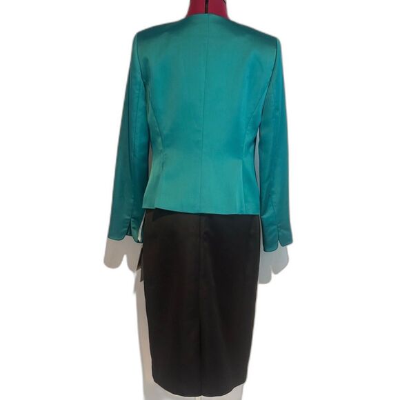 NWT Kasper Skirt Suit Women's Size 6 Teal & Black 2-Piece Set Blazer & Skirt - Picture 10 of 13